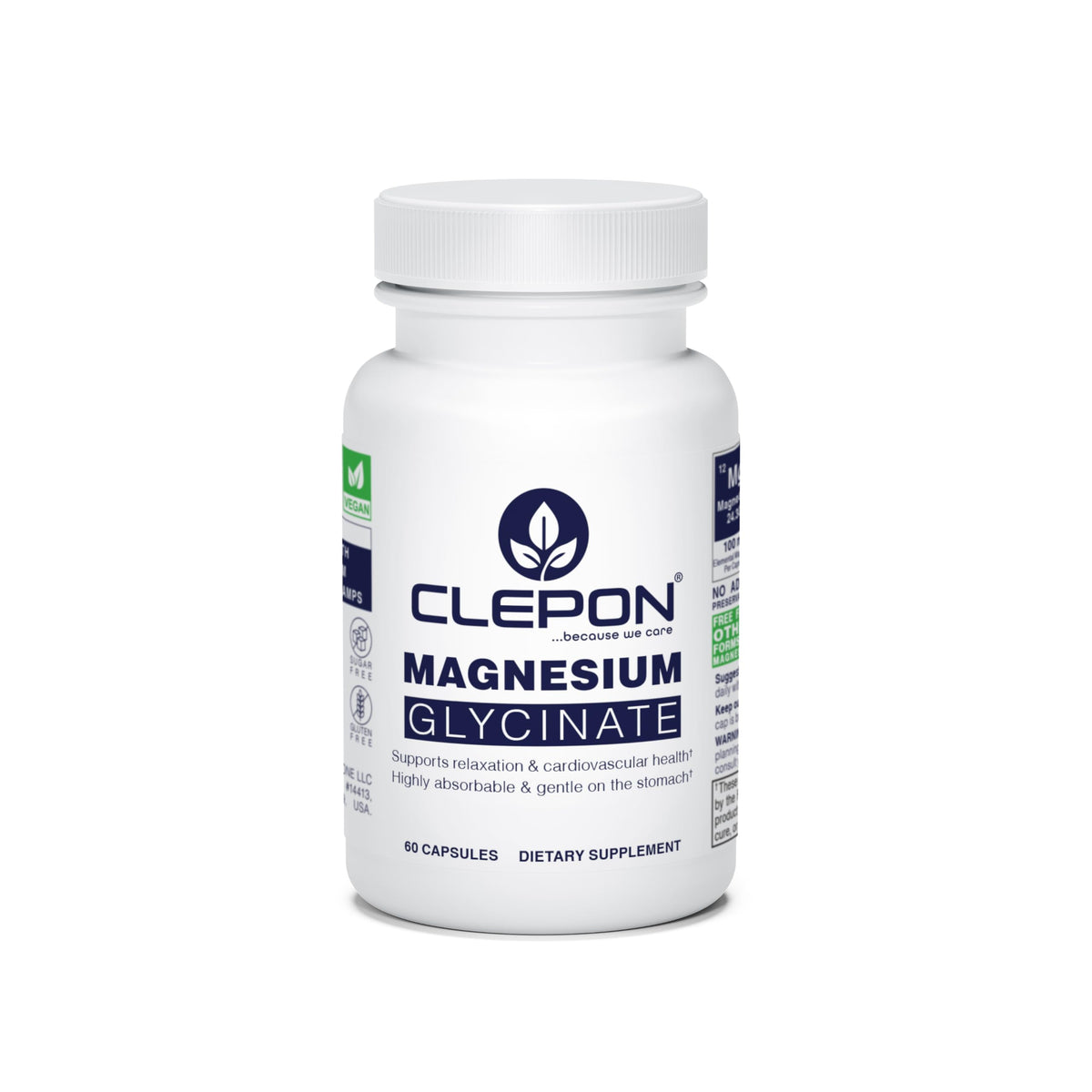 Flacon de glycinate de magnésium CLEPON 100 mg 60 capsules