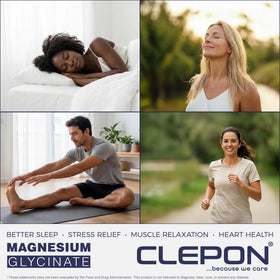 Flacon de glycinate de magnésium CLEPON ouvert avec capsules