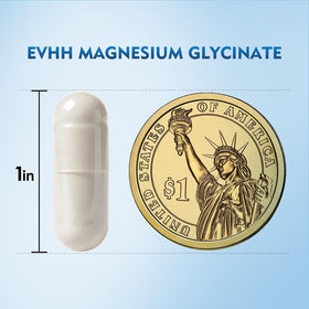 Flacon de glycinate de magnésium EVHH sur un fond neutre