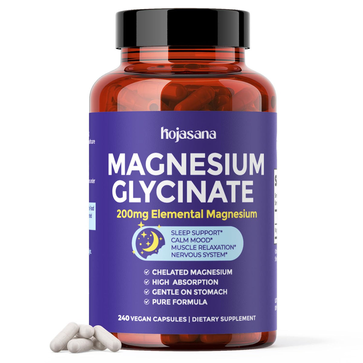 Flacon de Glycinate de Magnésium HojaSana 240 capsules