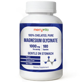 Flacon de glycinate de magnésium MERRY VITA 1000mg 180 capsules