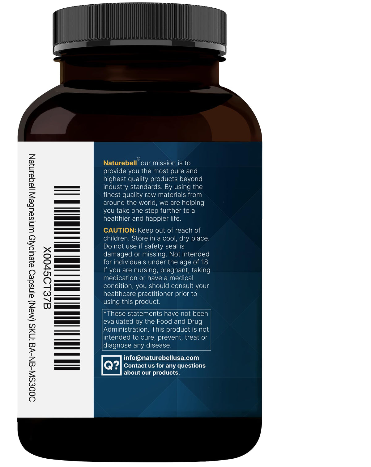 Flacon de glycinate de magnésium NatureBell sur fond neutre
