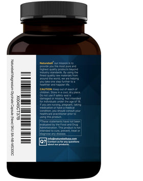 Flacon de glycinate de magnésium NatureBell sur fond neutre