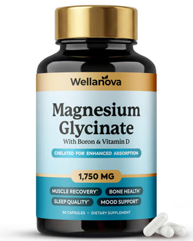 Flacon de Glycinate de Magnésium Wellanova 1 750 mg avec 90 capsules végétales