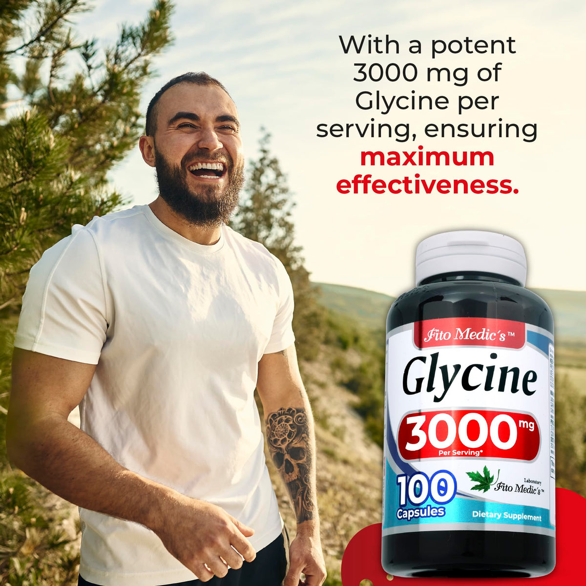 Flacon de glycine FITO MEDIC'S avec étiquette visible