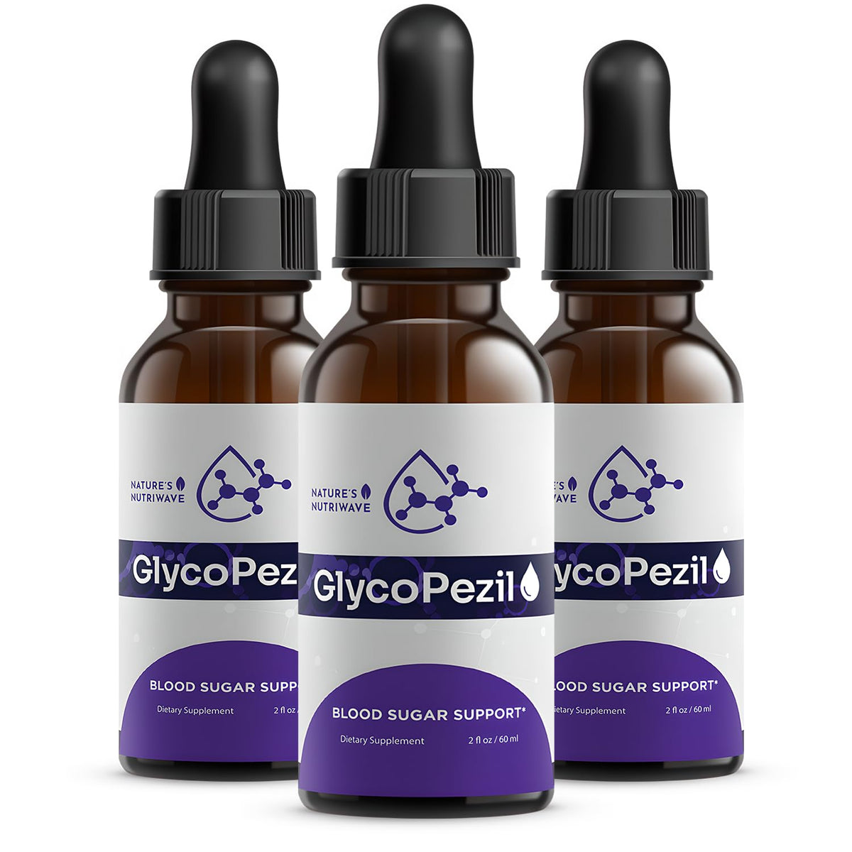 Flacon de GlycoPezil 60 mL vue de face avec étiquette