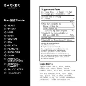 Flacon de gommes D3 K2 Barker Wellness sur une table