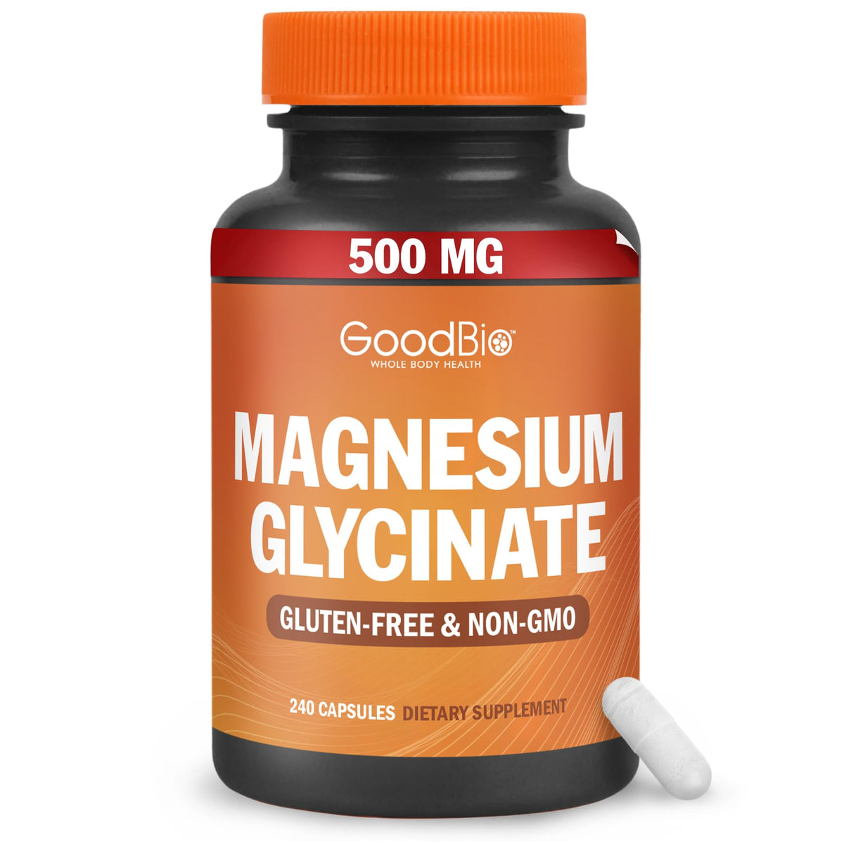 Flacon de GOODBIO Magnésium Glycinate 500mg avec 240 capsules