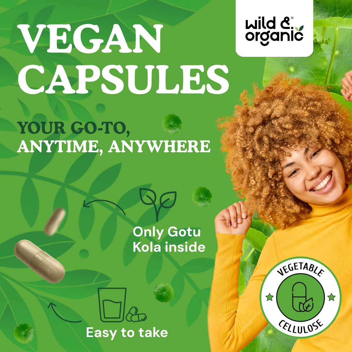 Flacon de Gotu Kola Wild & Organic avec étiquette visible