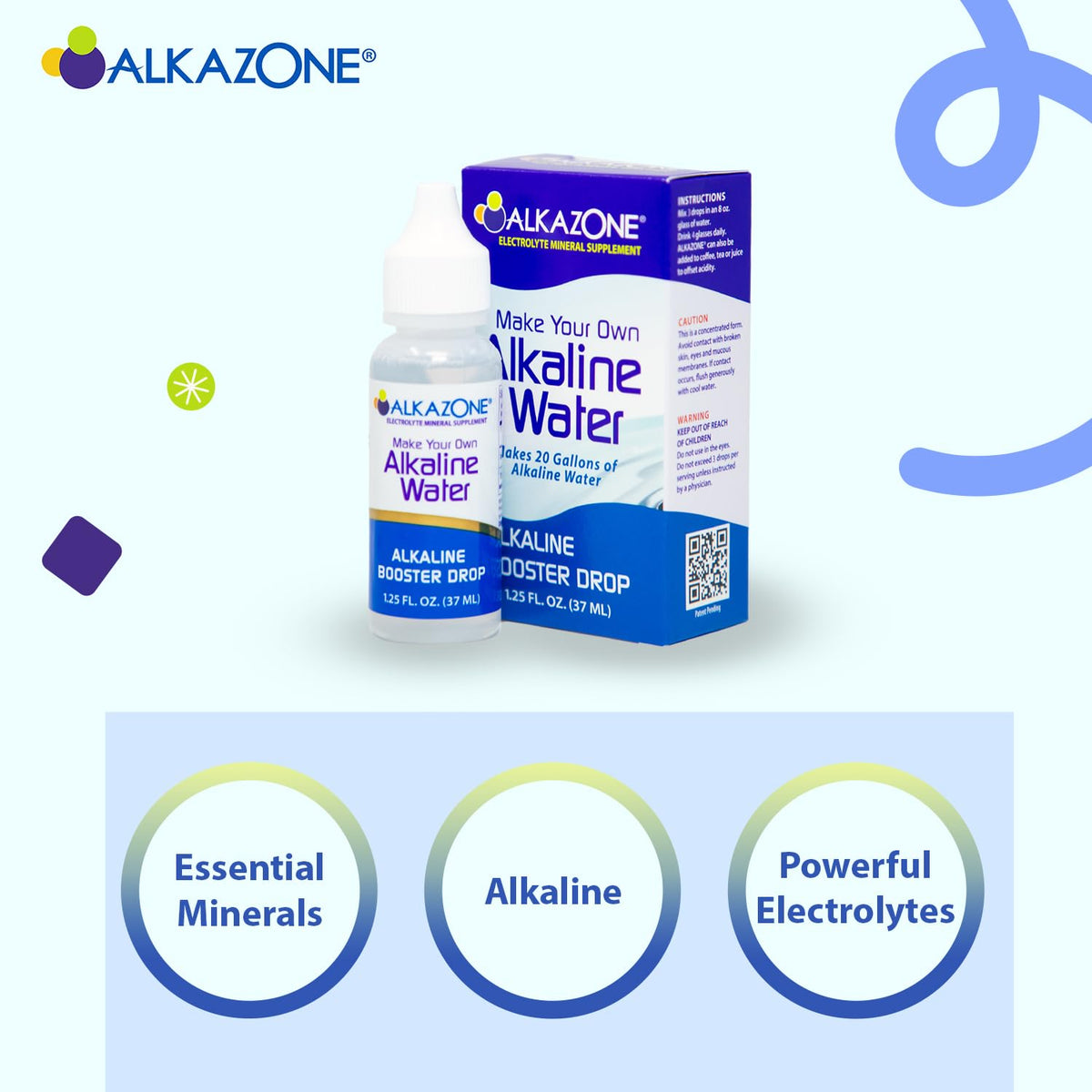 Flacon de gouttes alcalines Alkazone avec étiquette visible