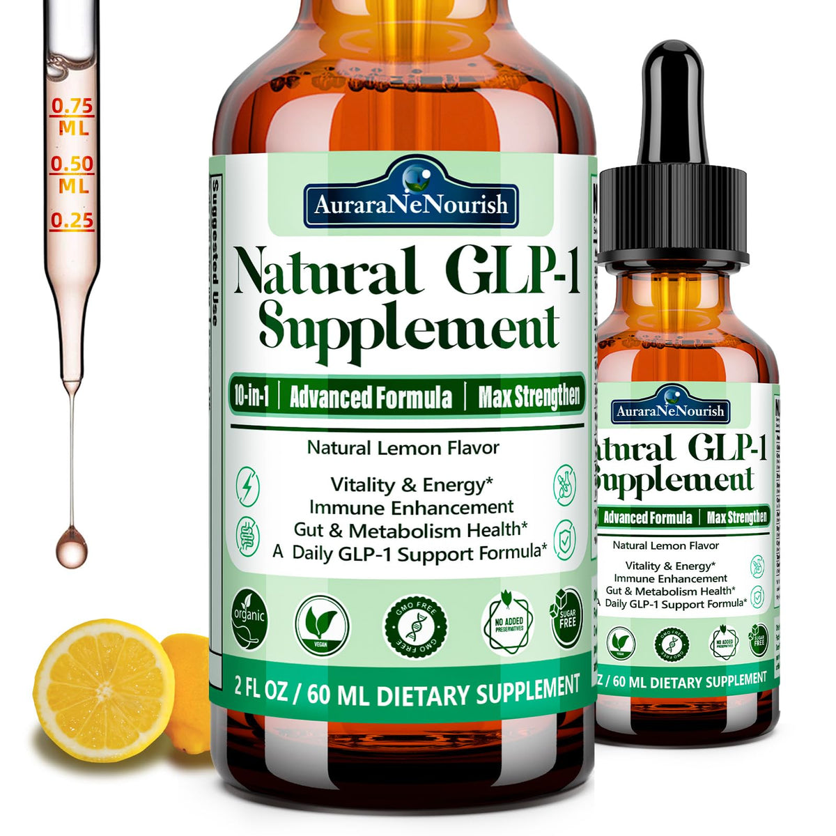Flacon de gouttes AuraraNeNourish Berbérine 200mg avec étiquette