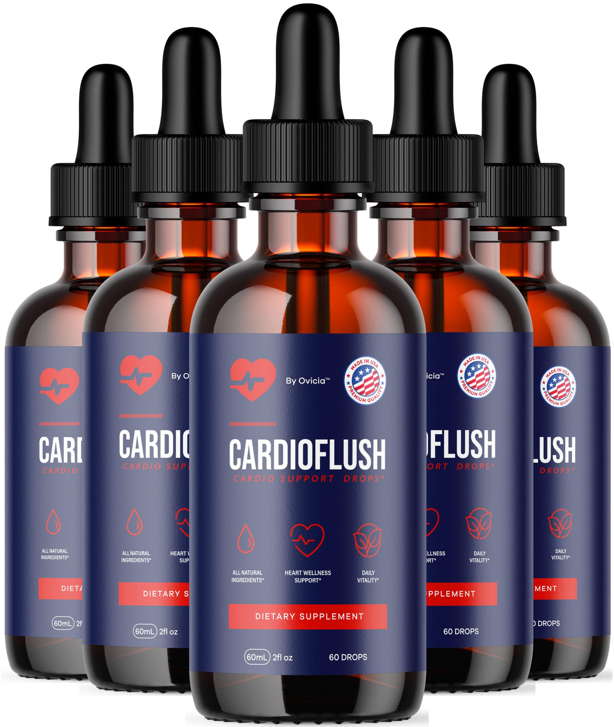 Flacon de Gouttes Cardioflush d'OVICIA avec étiquette