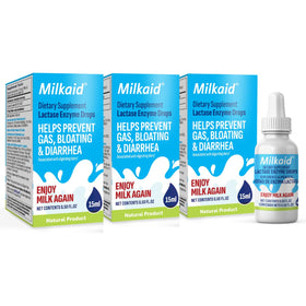 Flacon de Gouttes d'Enzyme Lactase Milkaid 100g vue de face