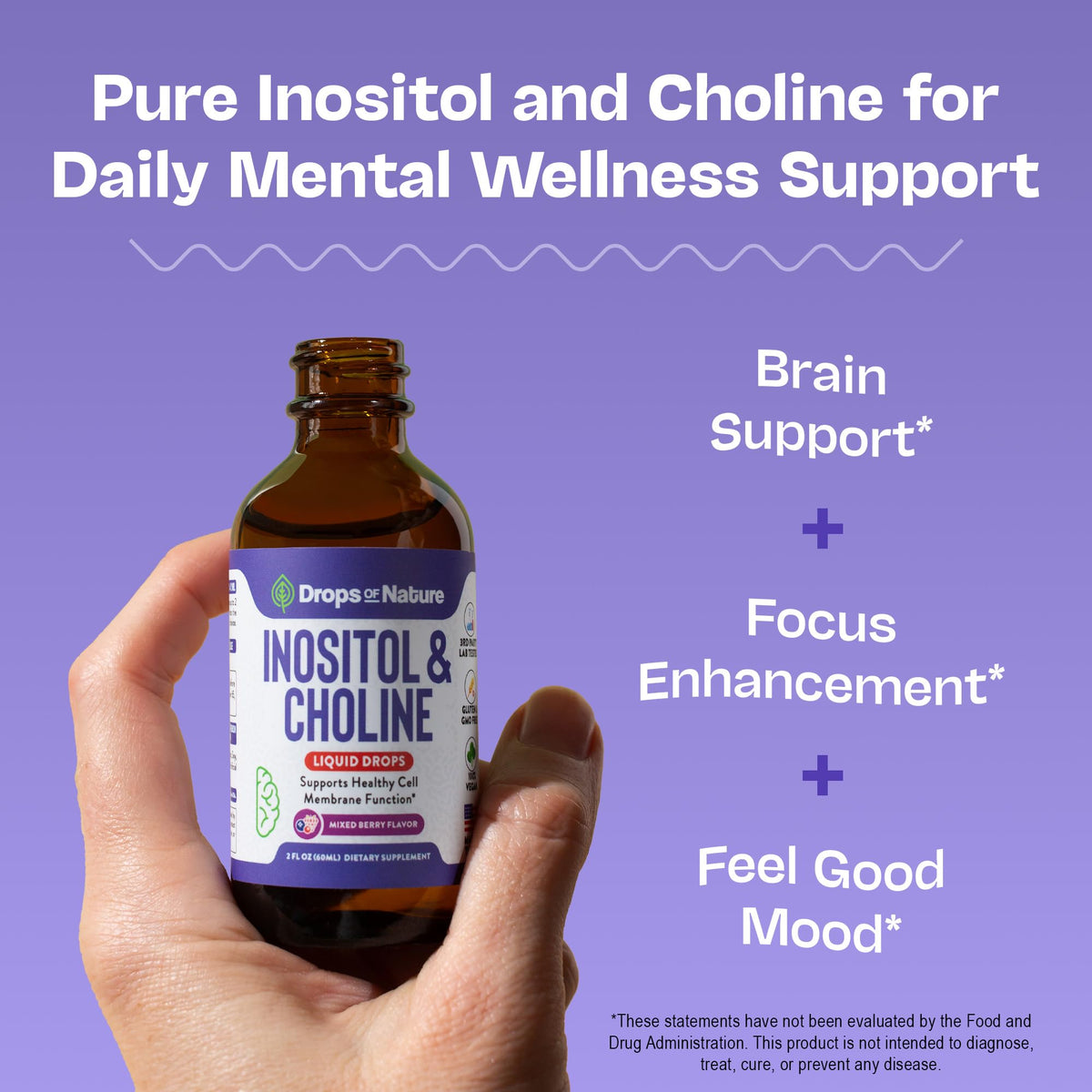 Flacon de gouttes d'Inositol & Choline avec bouchon ouvert