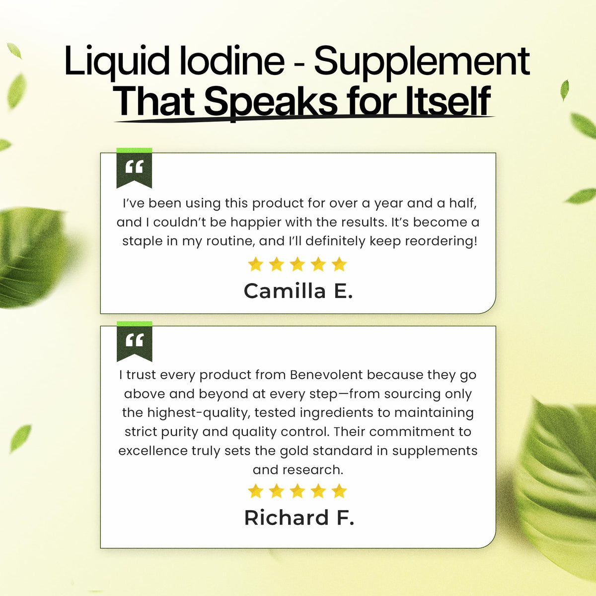 Flacon de gouttes d'iode liquide Benevolent Nourishment ouvert