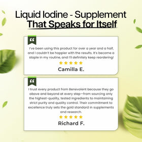 Flacon de gouttes d'iode liquide Benevolent Nourishment ouvert