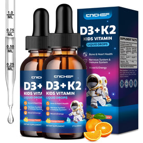 Flacon de gouttes D3 K2 CNCHEF 60ml avec étiquette orange