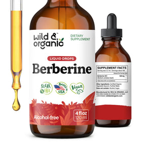 Flacon de gouttes de berbérine HCL 500mg Wild & Organic vue avant