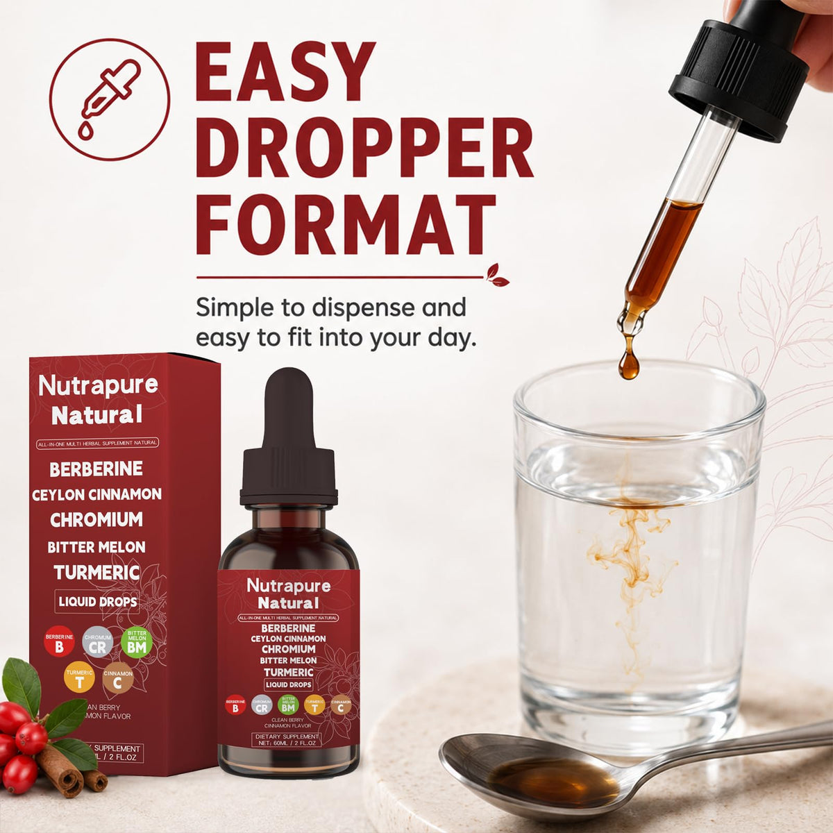 Flacon de Gouttes de Berbérine Nutrapure 60ml avec étiquette