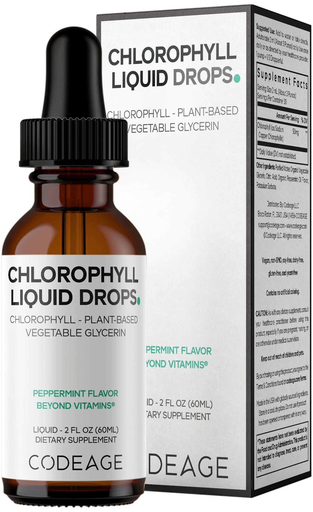 Flacon de gouttes de chlorophylle liquides Codeage 60 ml