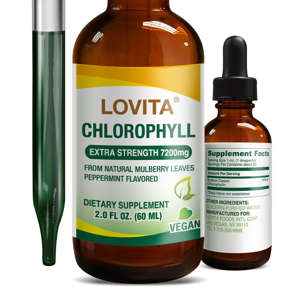 Flacon de gouttes de chlorophylle LOVITA 120 mg/mL, vue avant