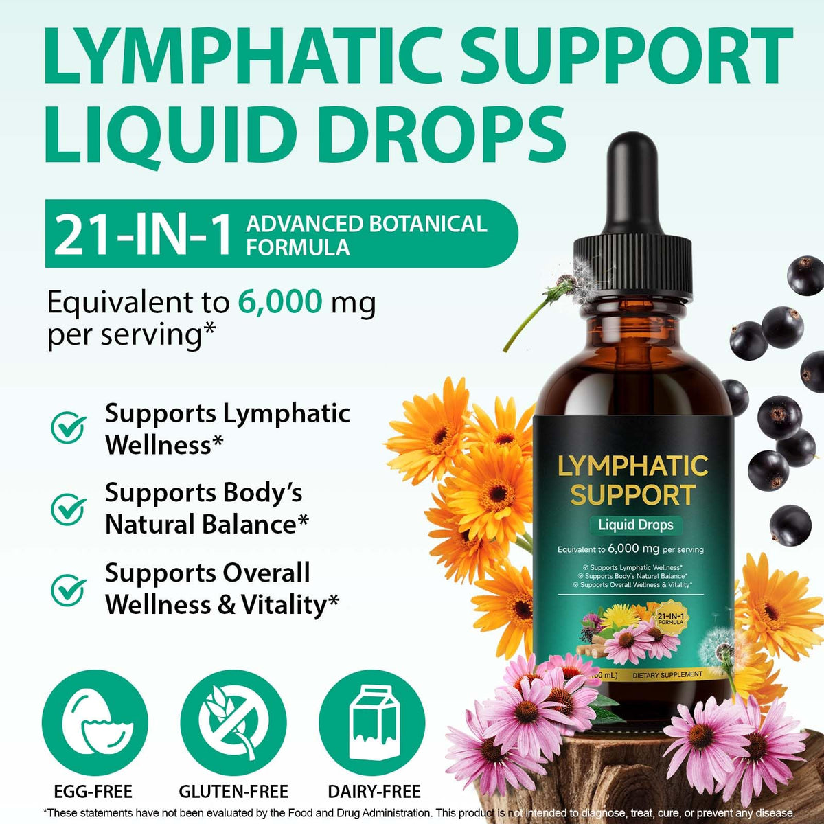 Flacon de gouttes de drainage lymphatique AEBEFBAW avec étiquette