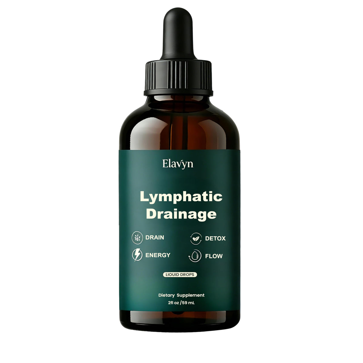 Flacon de gouttes de drainage lymphatique ELAVYN 132g vue de face