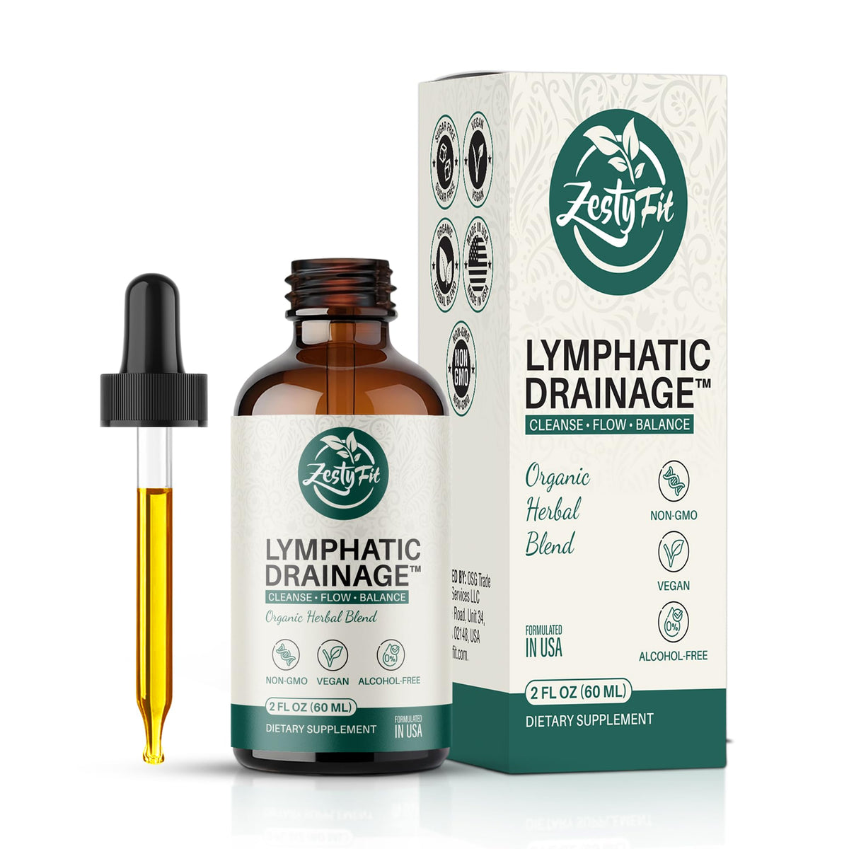 Flacon de Gouttes de Drainage Lymphatique zestyfit 60 mL vue avant