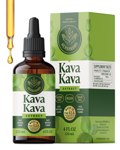 Flacon de gouttes de Kava HERBAMAMA vue de face