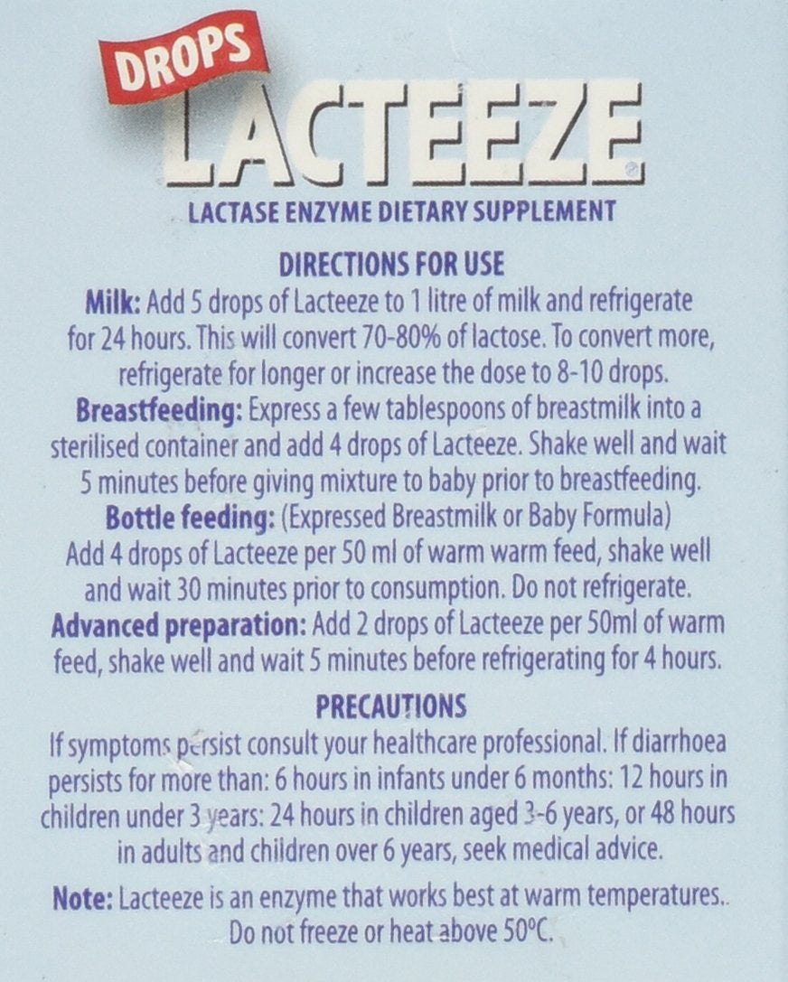 Flacon de gouttes de lactase Lacteeze 7 ml avec compte-gouttes