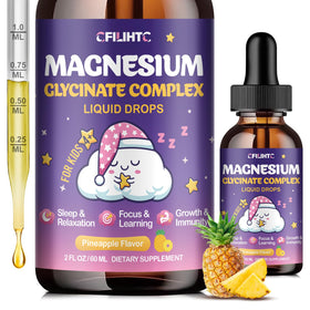 Flacon de gouttes de magnésium glycinate CFILIHTC 200 mg pour enfants, saveur ananas
