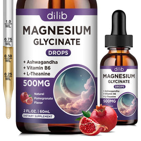 Flacon de gouttes de magnésium glycinate dilib 500 mg avec étiquette