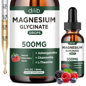 Flacon de gouttes de magnésium glycinate dilib avec étiquette
