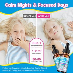 Flacon de gouttes de magnésium glycinate pour enfants avec fraises