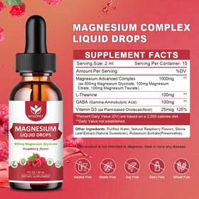 Flacon de gouttes de magnésium glycinate WOGORGT 30mL avec étiquette