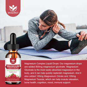 Flacon de gouttes de magnésium glycinate WOGORGT avec fond blanc