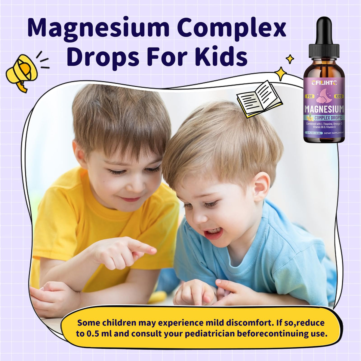 Flacon de gouttes de magnésium liquide CFILIHTC avec pipette