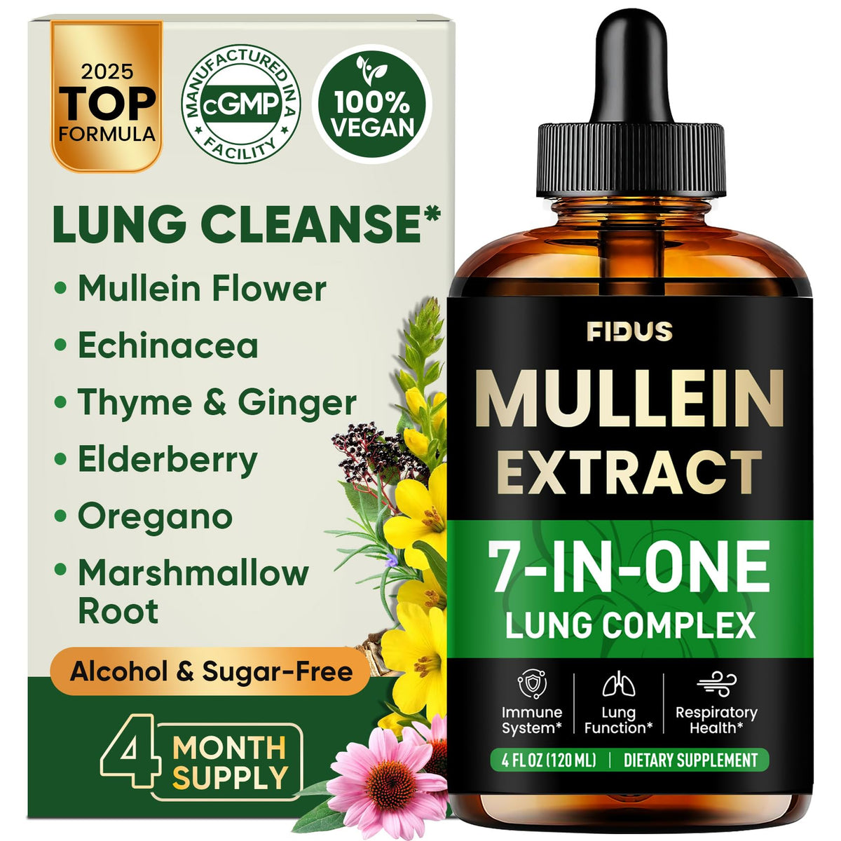 Flacon de gouttes de molène Fidus 120 servings vue avant