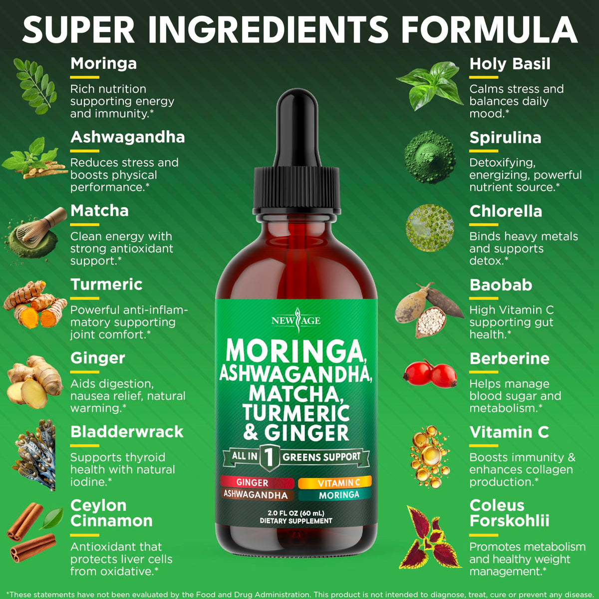 Flacon de gouttes de Moringa NEW AGE avec pipette