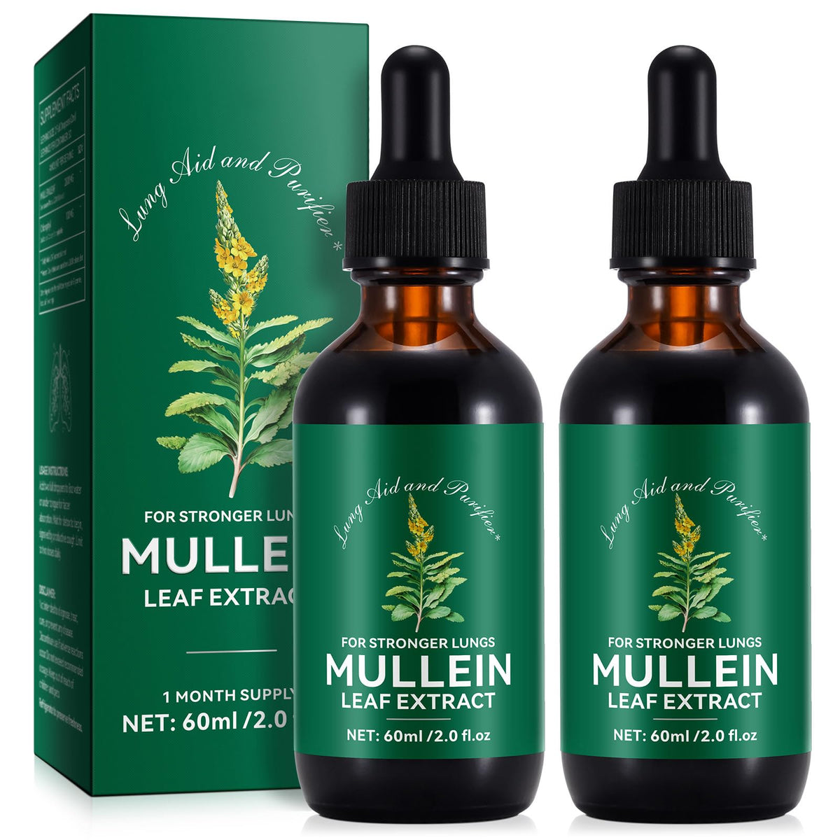 Flacon de gouttes de Mullein 120 ml avec étiquette BOIUOITI