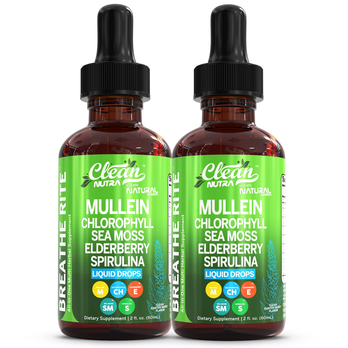 Flacon de gouttes de Mullein bio Clean Nutraceuticals avec chlorophylle