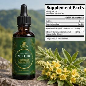 Flacon de Gouttes de Mullein Super Concentrées avec dosage sur une table