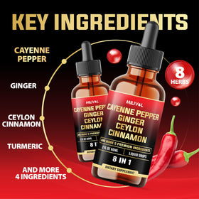 Flacon de gouttes de piment de cayenne MILIVOL sur fond blanc