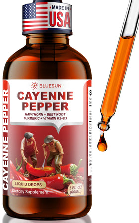 Flacon de gouttes de poivre de cayenne Bluesun 60ml avec étiquette
