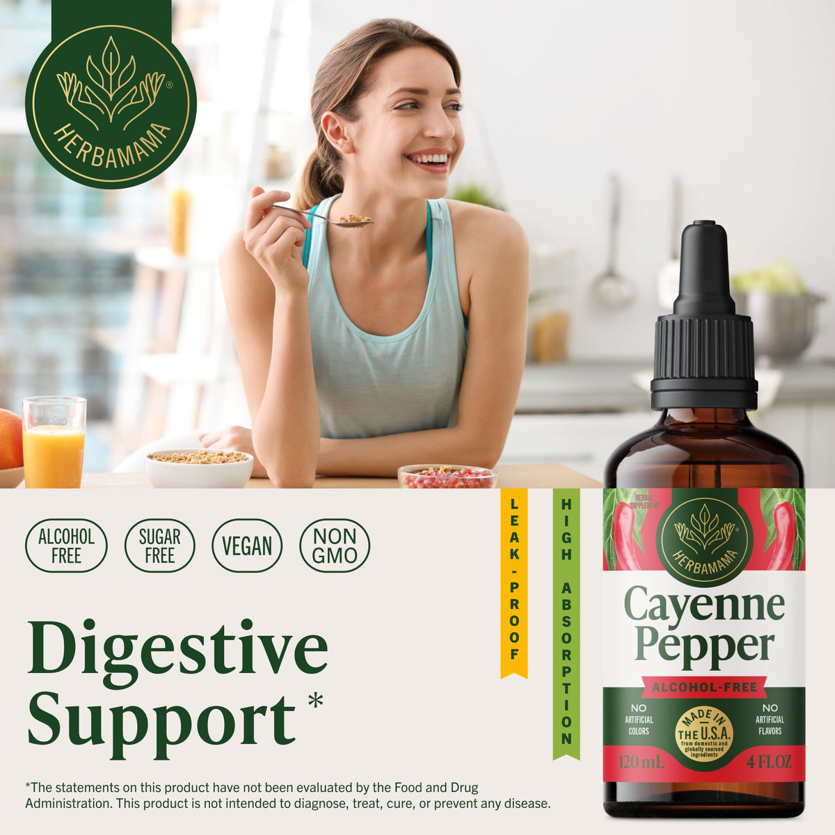 Flacon de gouttes de poivre de cayenne HERBAMAMA avec compte-gouttes