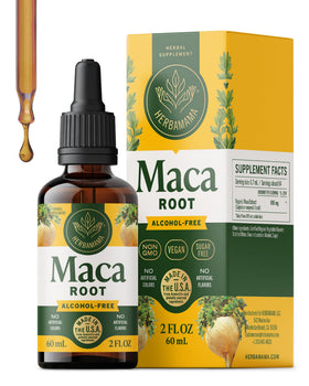 Flacon de gouttes de racine de Maca HERBAMAMA, vue avant