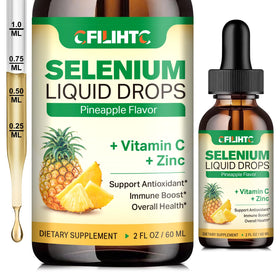 Flacon de gouttes de sélénium liquide CFILIHTC 200mcg avec étiquette