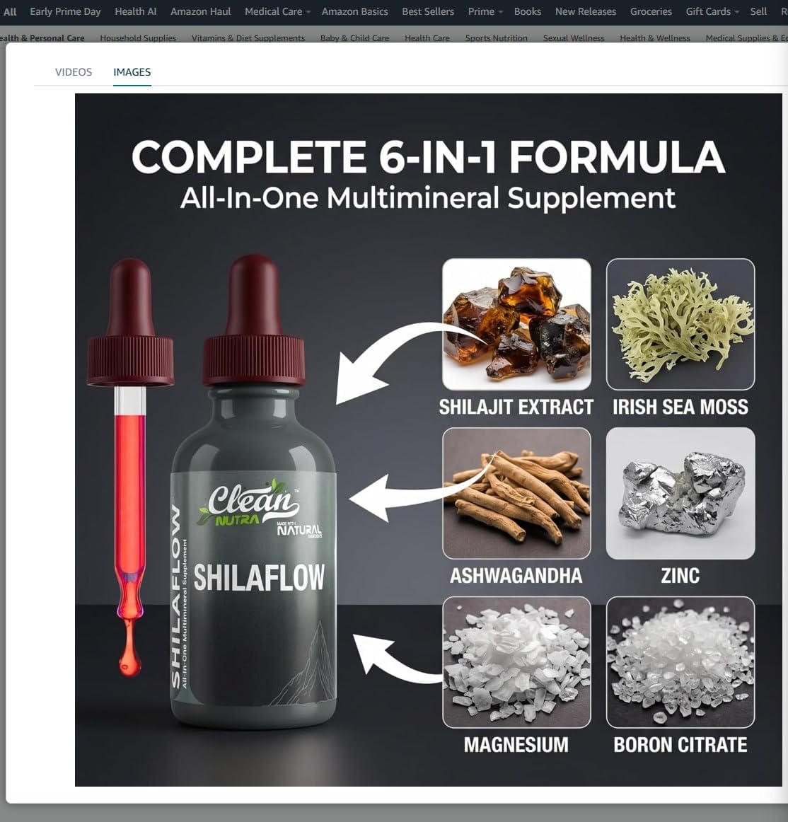 Flacon de gouttes de Shilajit avec fond naturel
