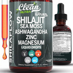 Flacon de gouttes de Shilajit Clean Nutraceuticals 60ml vue de face