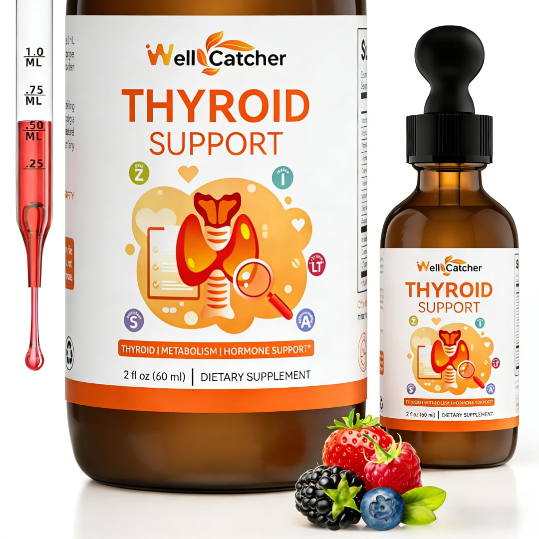 Flacon de Gouttes de Soutien Thyroïdien Wellcatcher 60 ml vue de face